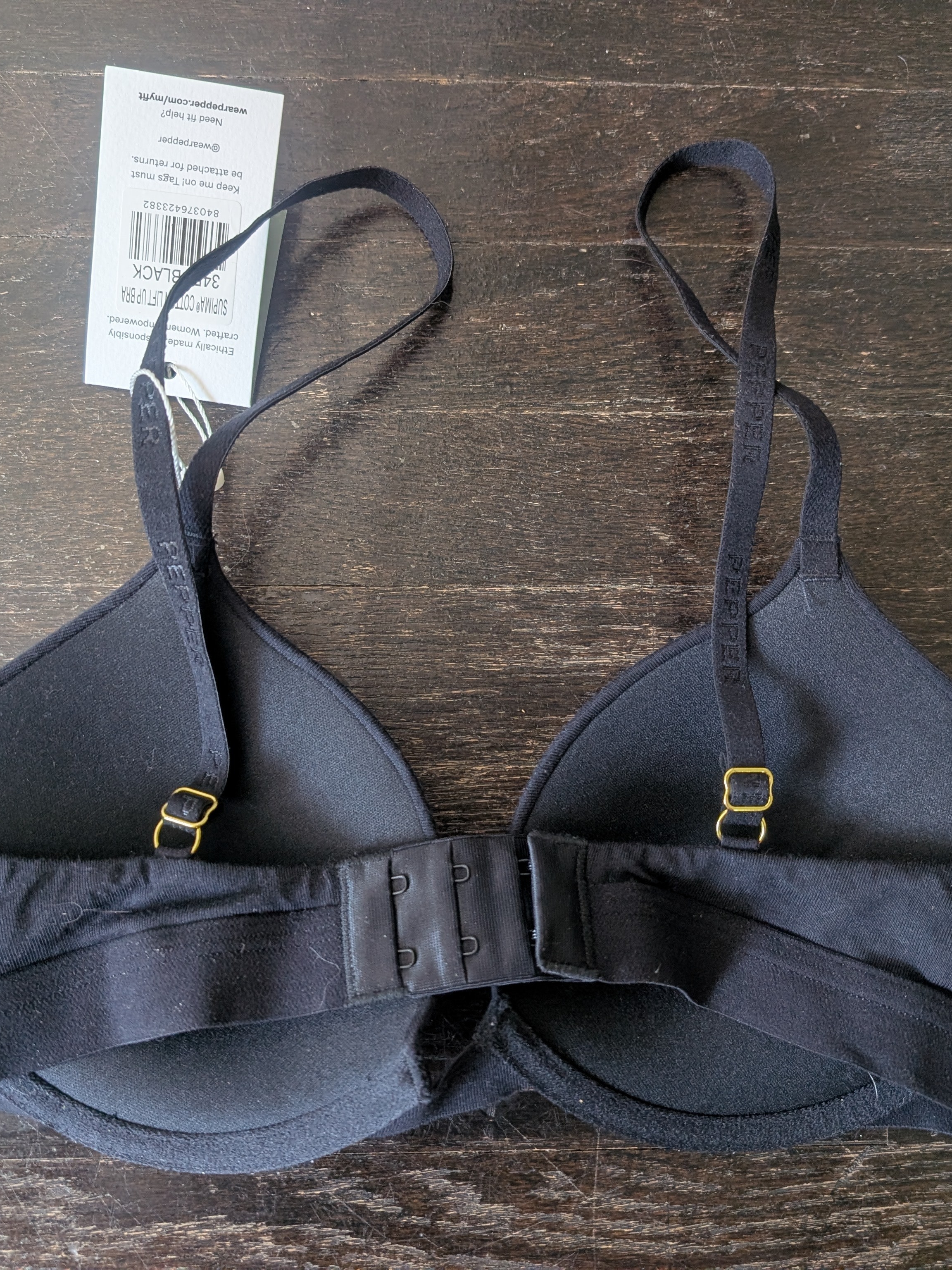 Pepper Black Supima Cotton Lift Up Women's T-Shirt Bra 34b — image 5 of 7